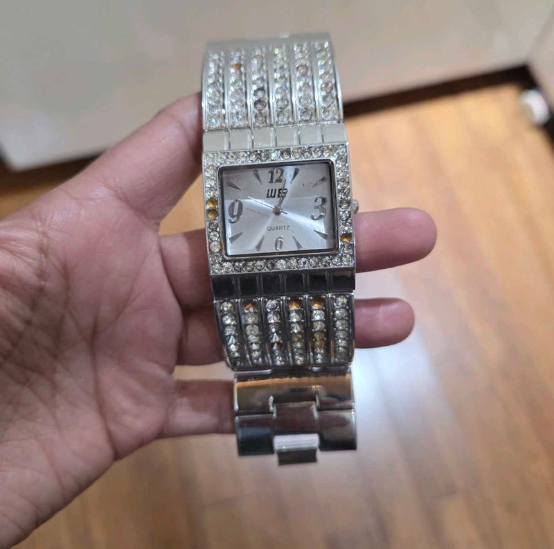 Sparkling Rhinestone Bangle Watch