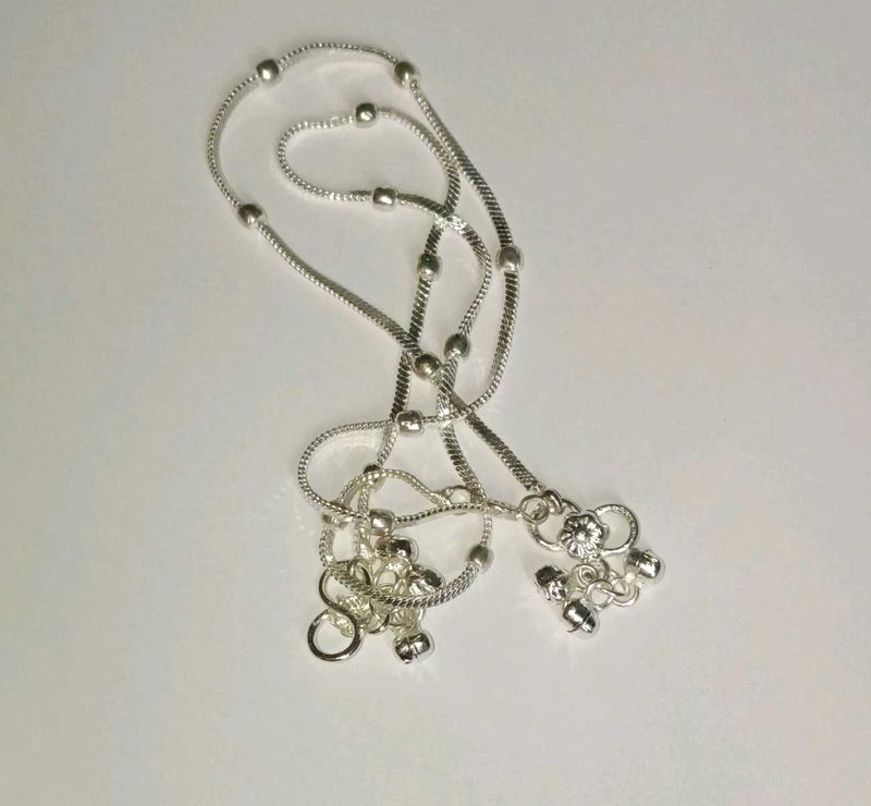 Silver Anklet with Charms