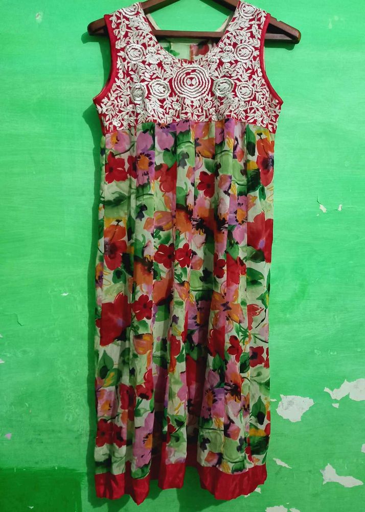 Floral Georgette Embroidered Long Dress