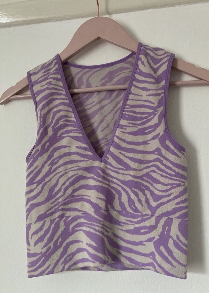Purple Zebra Print Crop Top