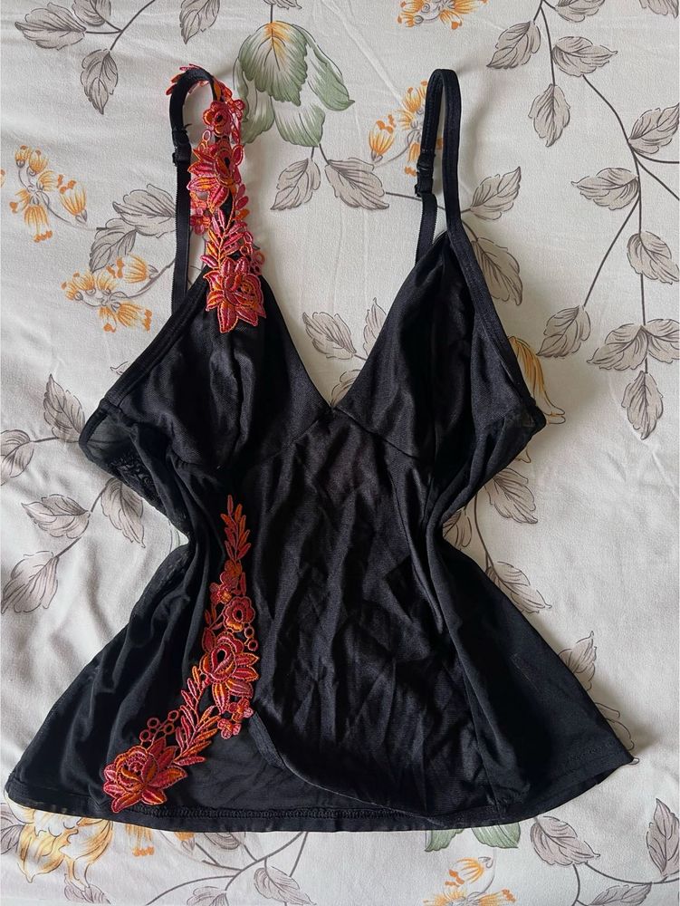 Black Floral Cami Top