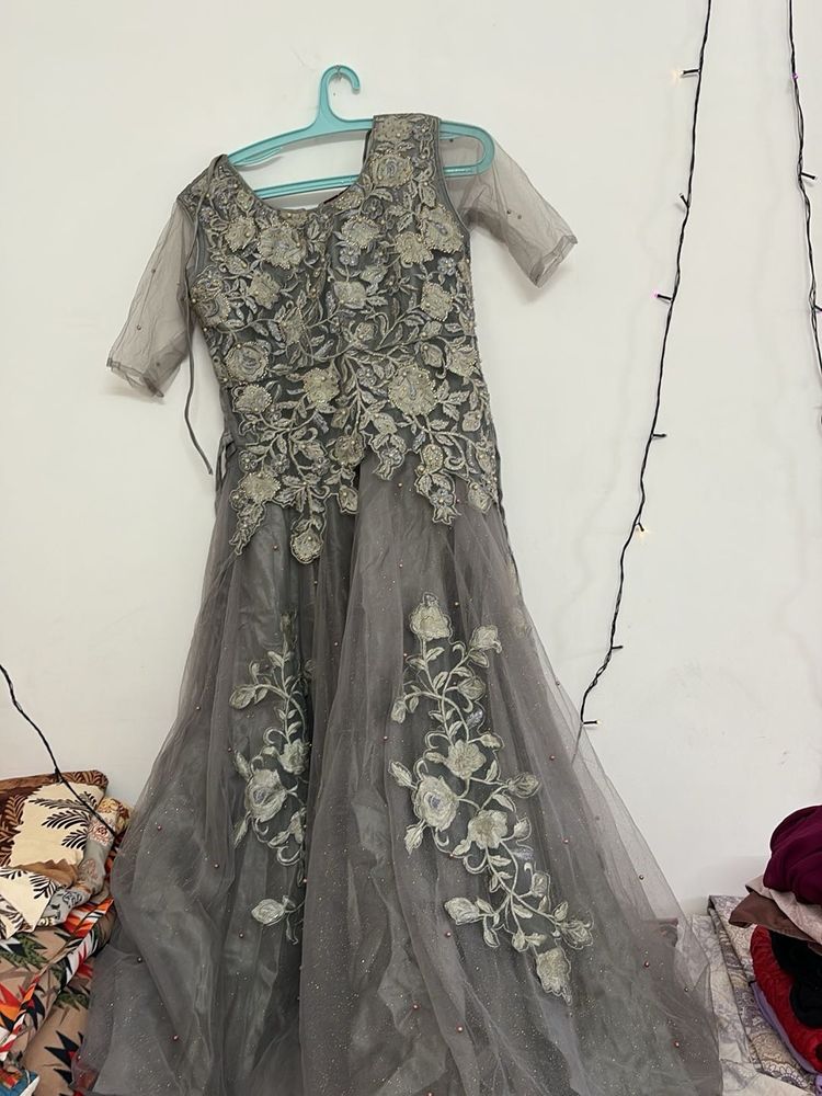 Elegant Grey Ethnic Gown