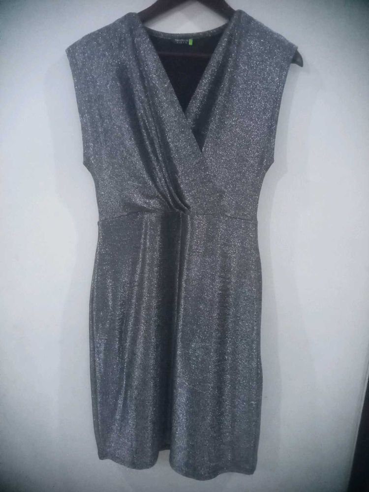 Vero Moda Brand Sparkly Silver Dress