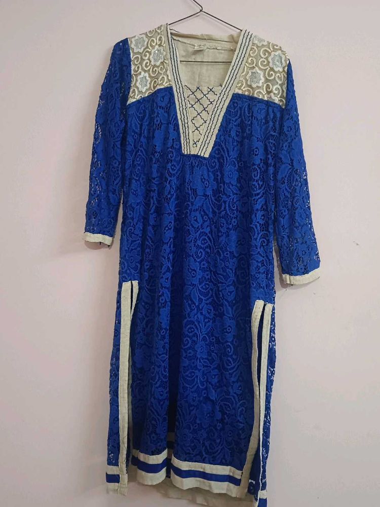 Blue Lace Detail Kurta