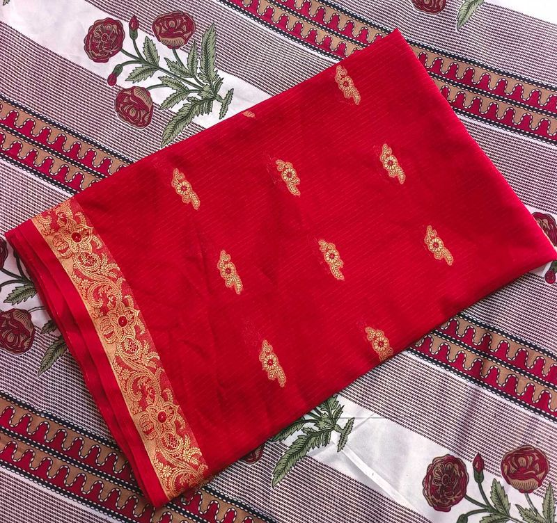 Red Saree with stitched blouse (women&#39;s)