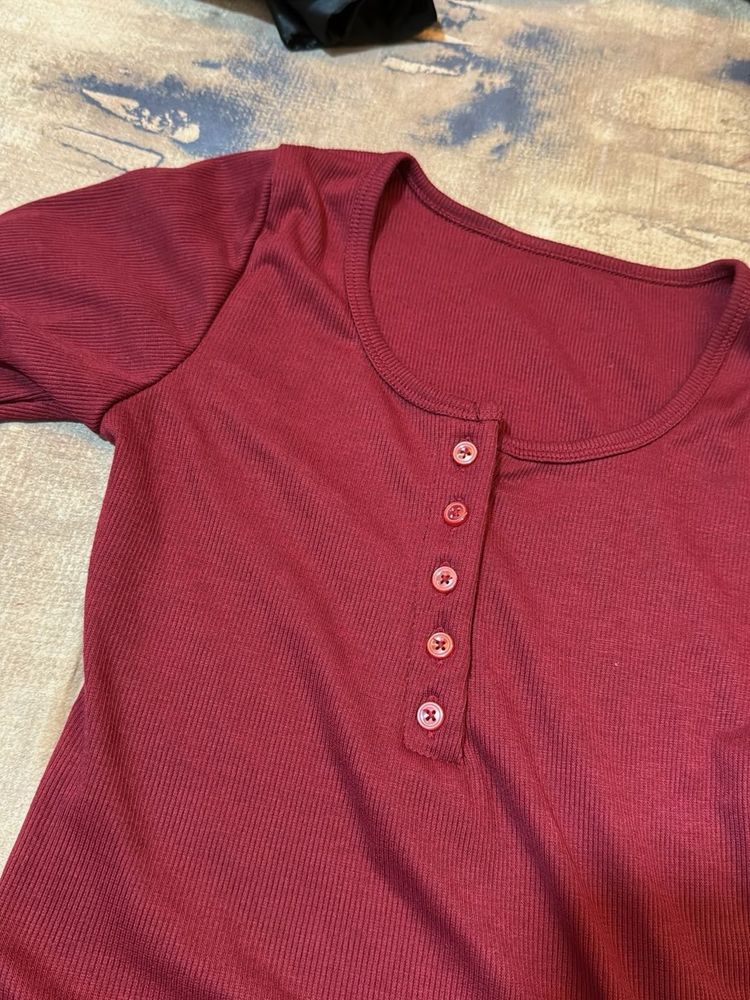 Burgundy Button-Down Top