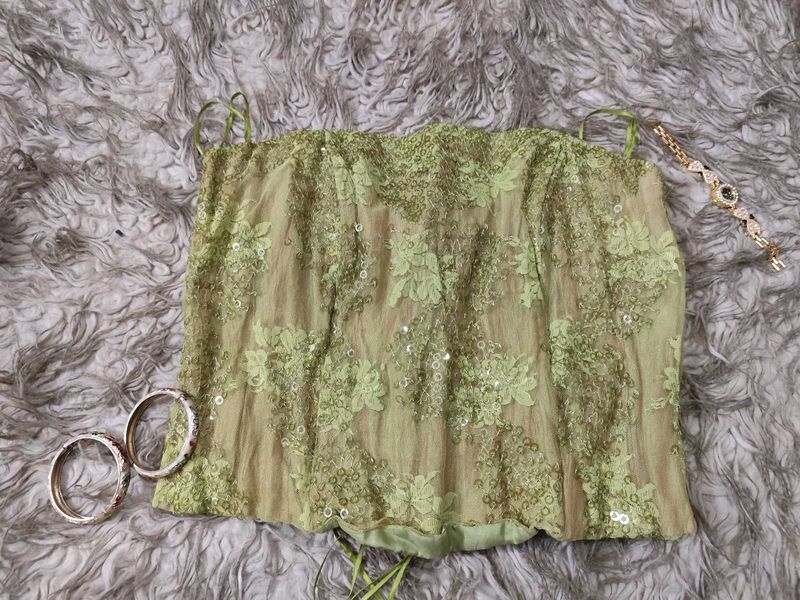 Green Ethereal Forest Fairy Sequin Top