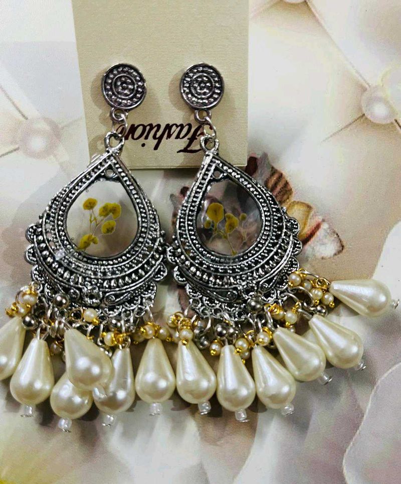 Stylish Silver Drop Earrings 2 Pair Combo