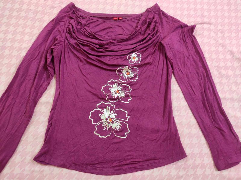 Purple Floral Long Sleeve Top