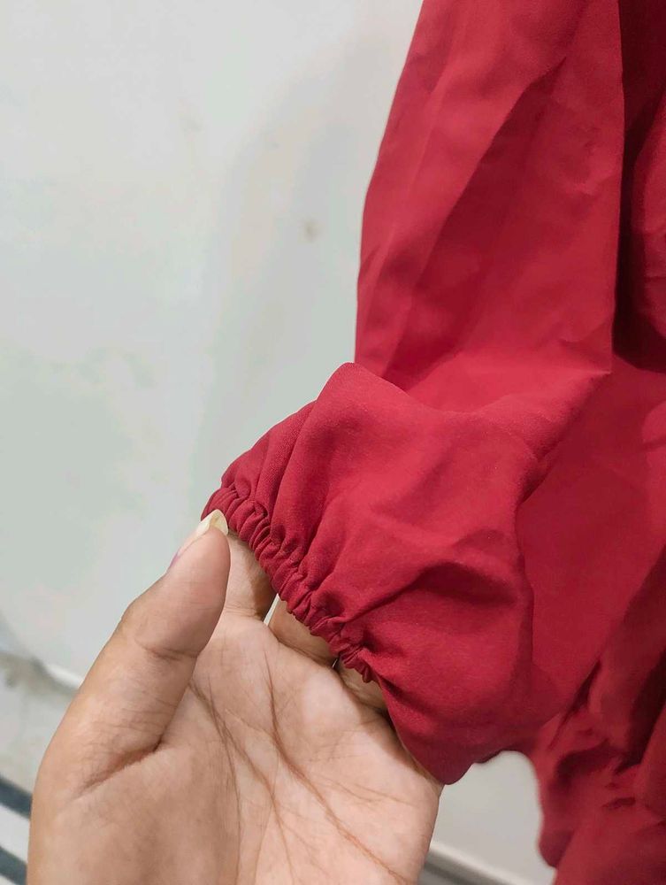Red Ruffle Sleeve Top