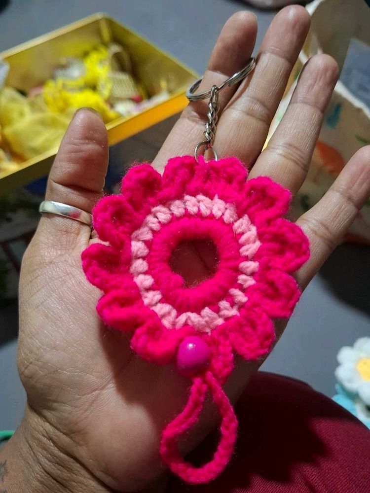 Crochet Flower Keychain