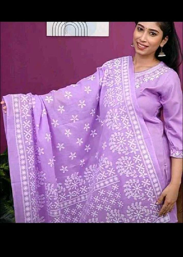 Lavender Embroidered Kurta Set