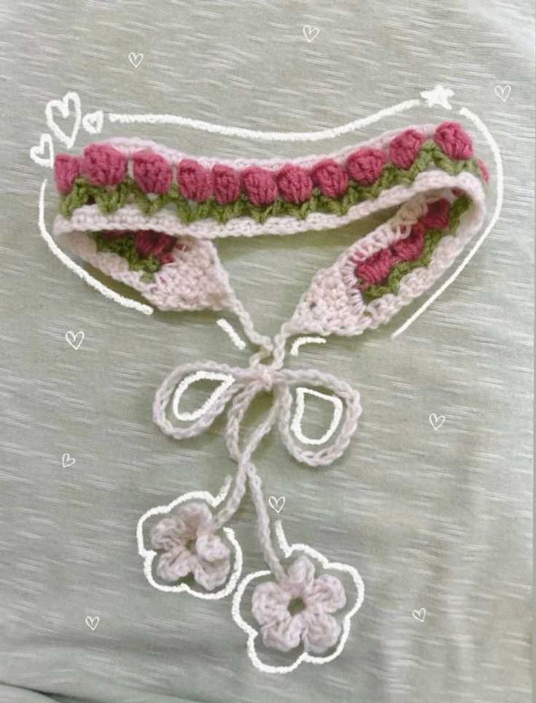 𓍢ִ໋🀦Crochet tulip Head Band𓍢ִ໋🀦
