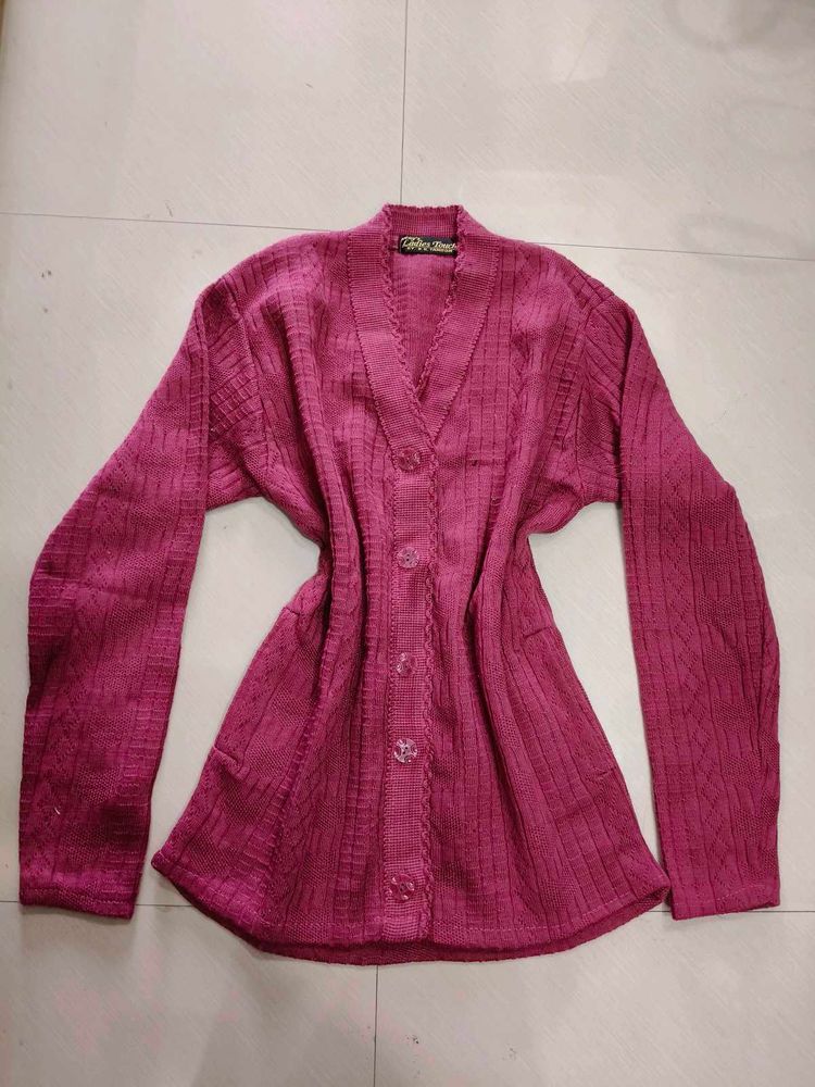 Pink Button-Down Cardigan