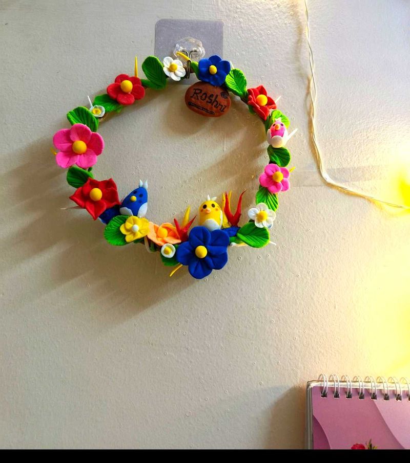 Floral Clay Wreath Diy Wall Hanging