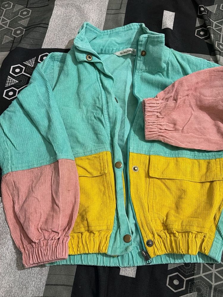 Color Block Corduroy Jacket