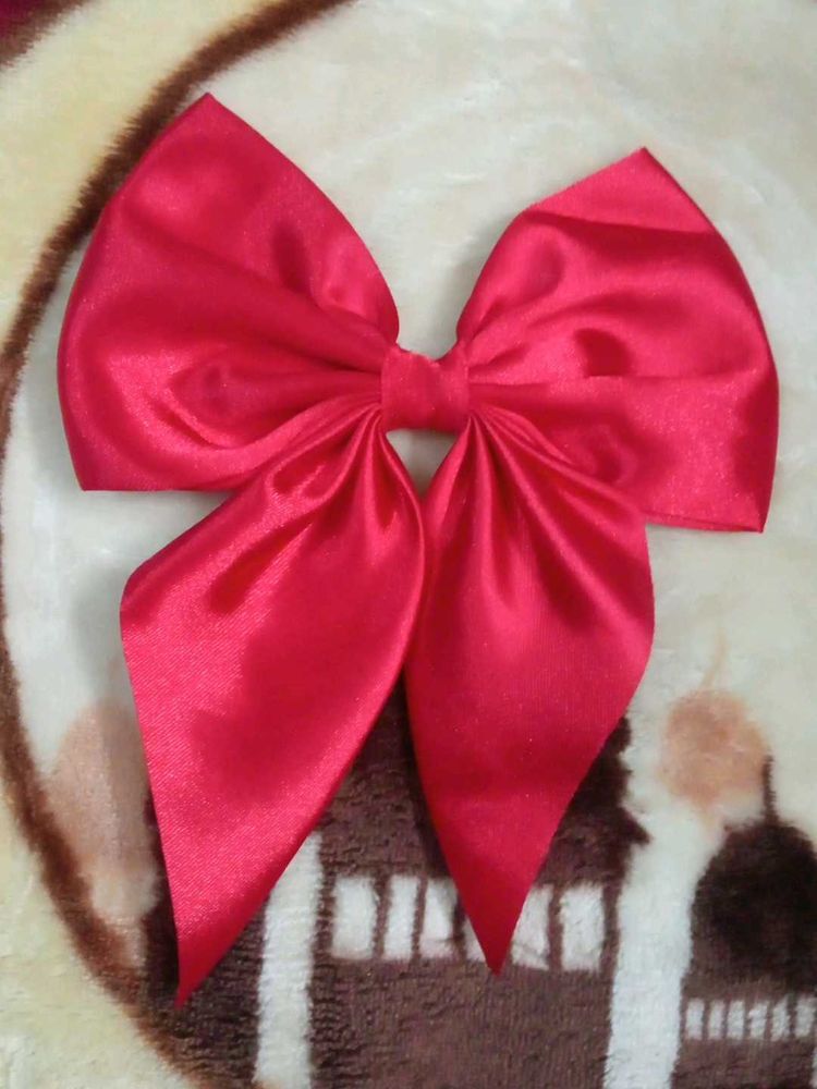 Chic Red Satin Hair Bow Accessory