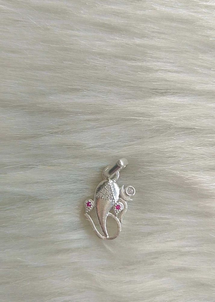 Pure Silver Ganesha &amp; Peacock Pendant