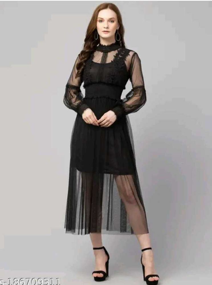 amazing beautiful black dress net febric same dres