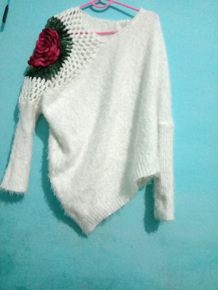 Winter Wear Top Hand Work Flower On Shoulder