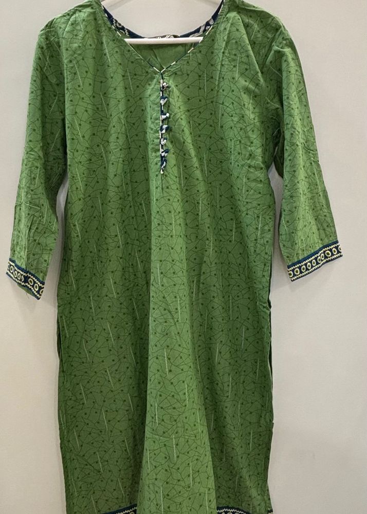 Green Printed Kurta Set