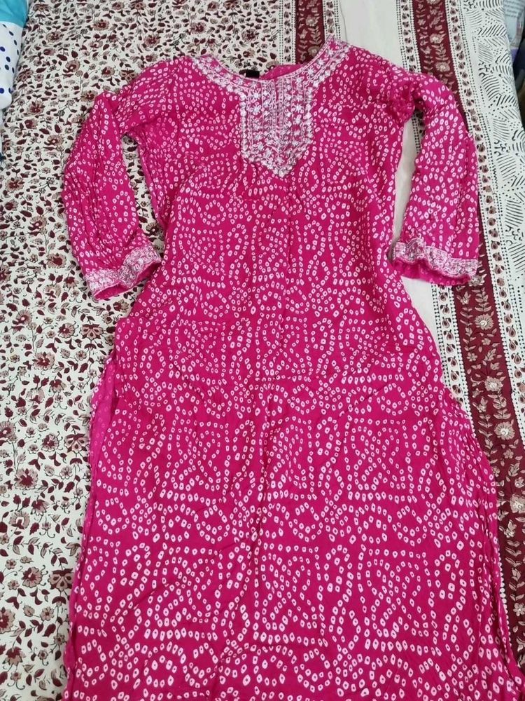 Pink Printed Kurta
