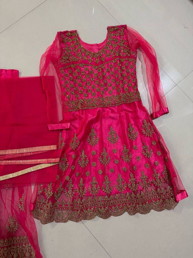 Pink Embroidered Two Piece