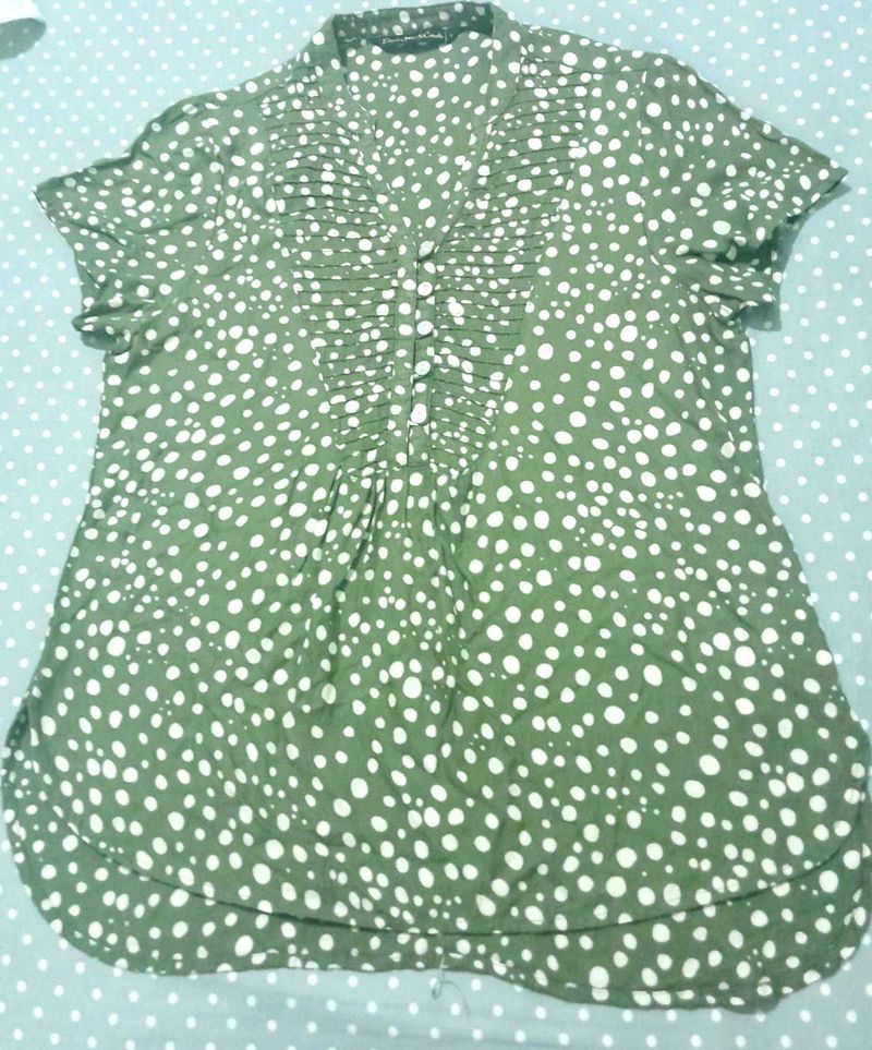 Olive Polka Dot Top