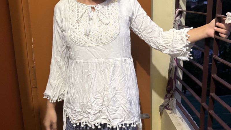 White Embroidered Top