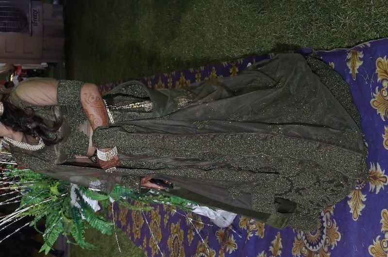 Modern Olive Color Lehenga - Once Worn, Very Good