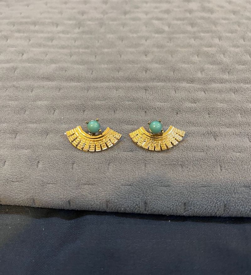 Gold &amp; Teal Egyptian Earrings