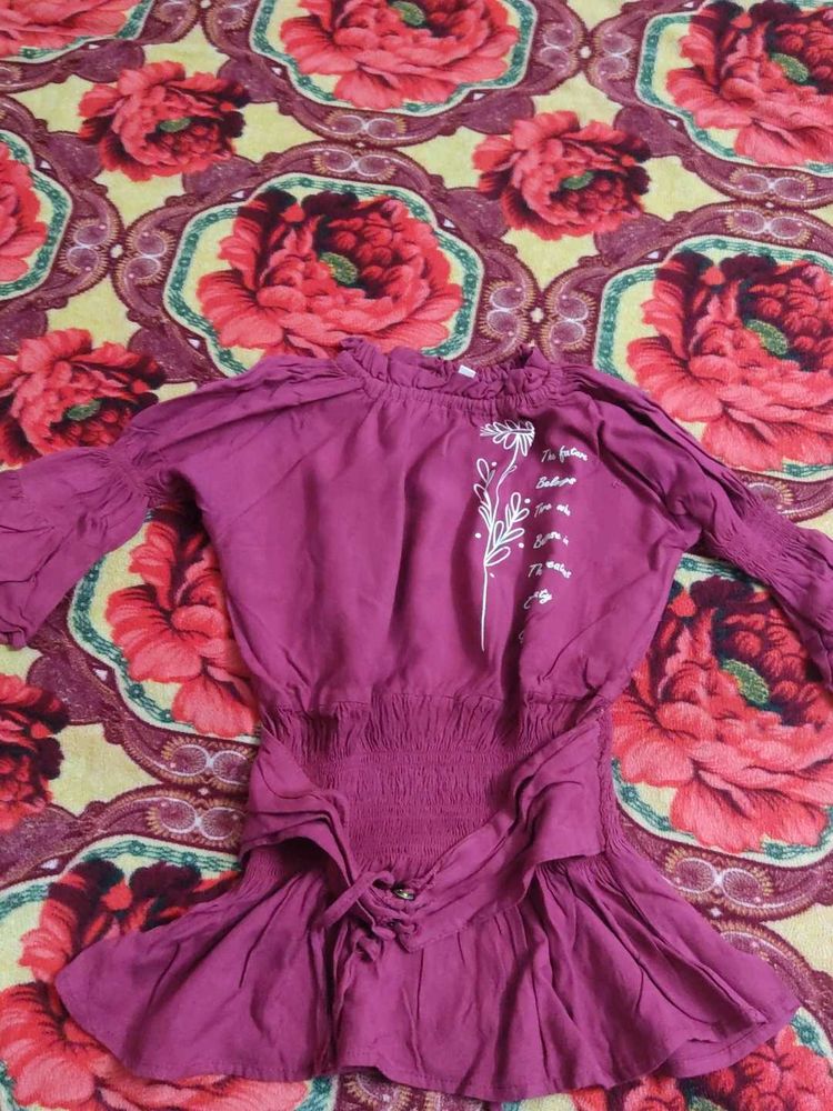 Stylish Maroon Top with Floral Design