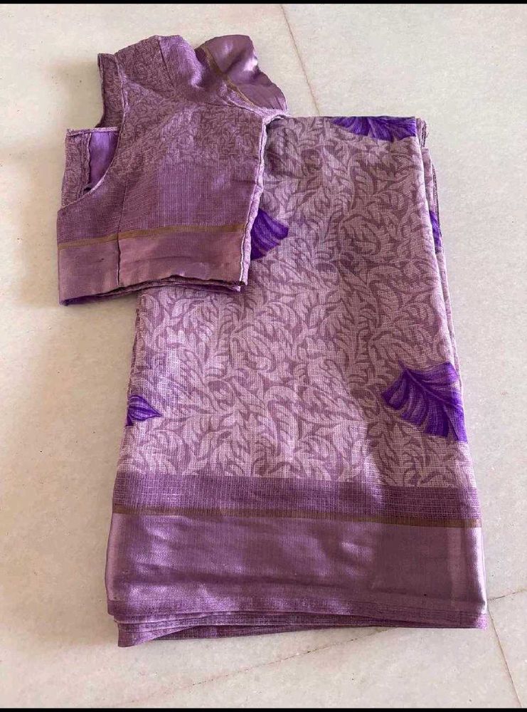 Lavender Purple Soft Saree With Blouse