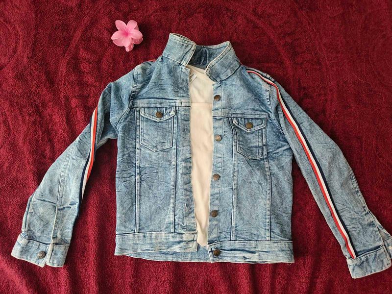 winter Denim Jacket with Stripes