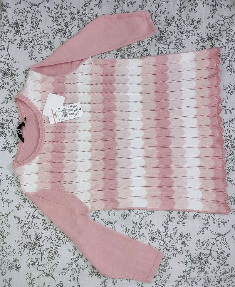 Knitted Striped Boat- Neck Pullover