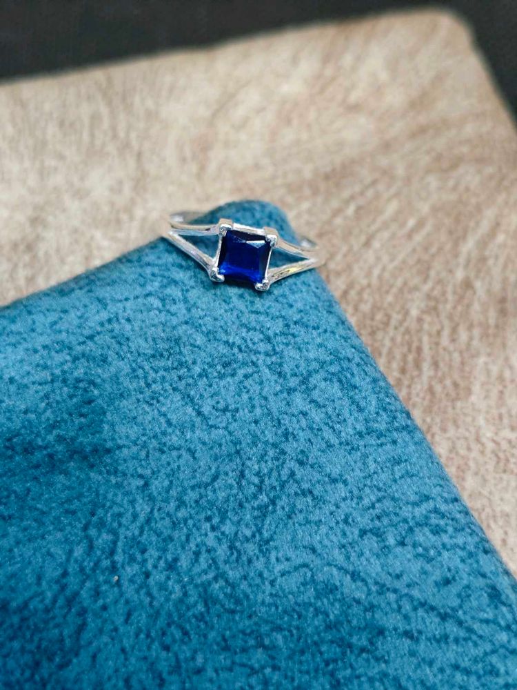 Pure Silver Ring In Blue Stone