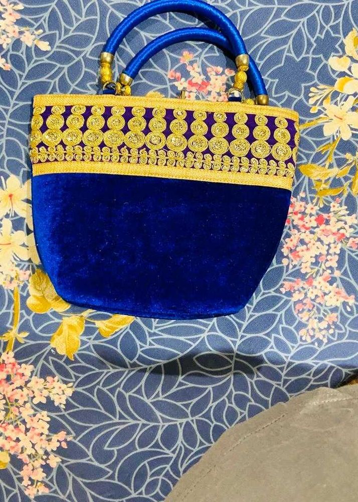 Blue Velvet Handbag