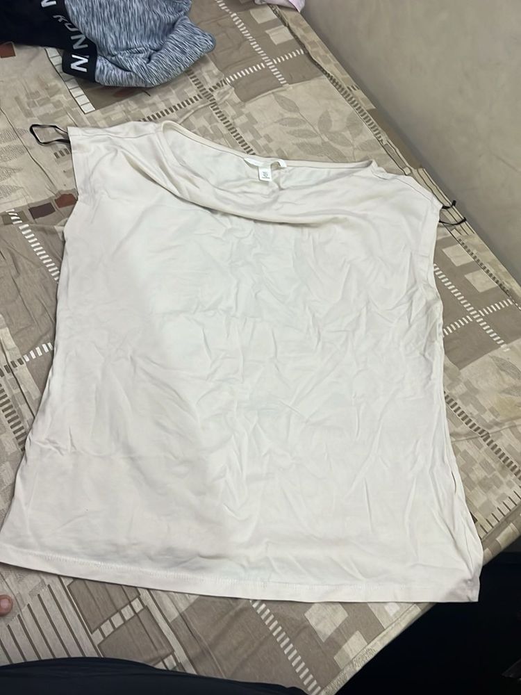 H&amp;M Cream Cowl Neck Top
