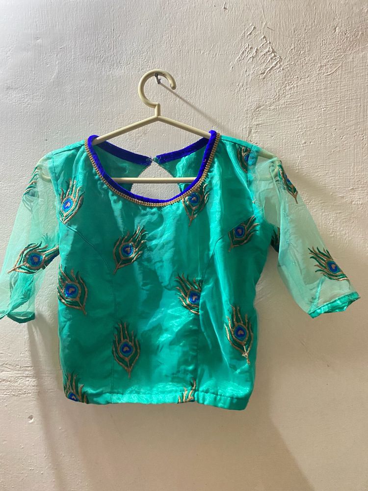 Teal Peacock Blouse