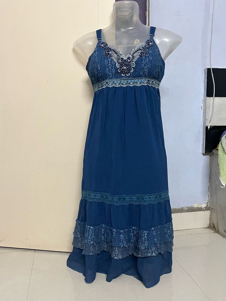 Navy Blue Fit Flared One Piece
