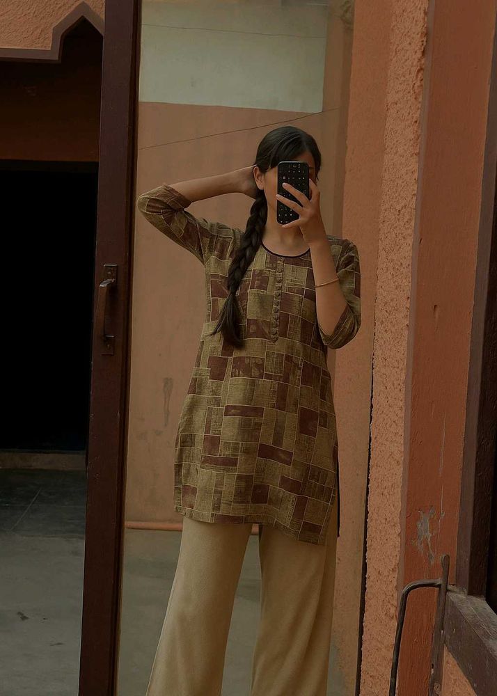 Geometric Print Kurti Set Or Cord