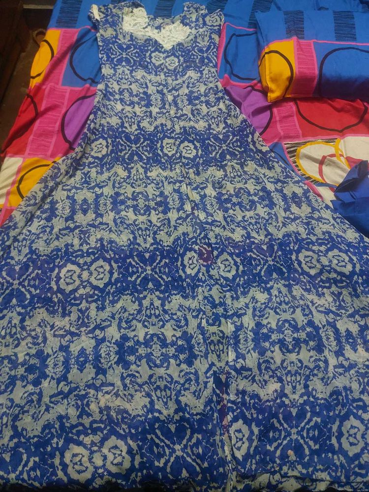 Blue Patterned Maxi Dress