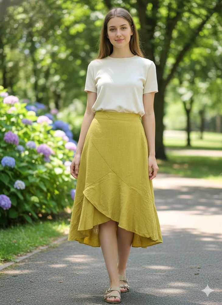 Yellow Asymmetrical Skirt
