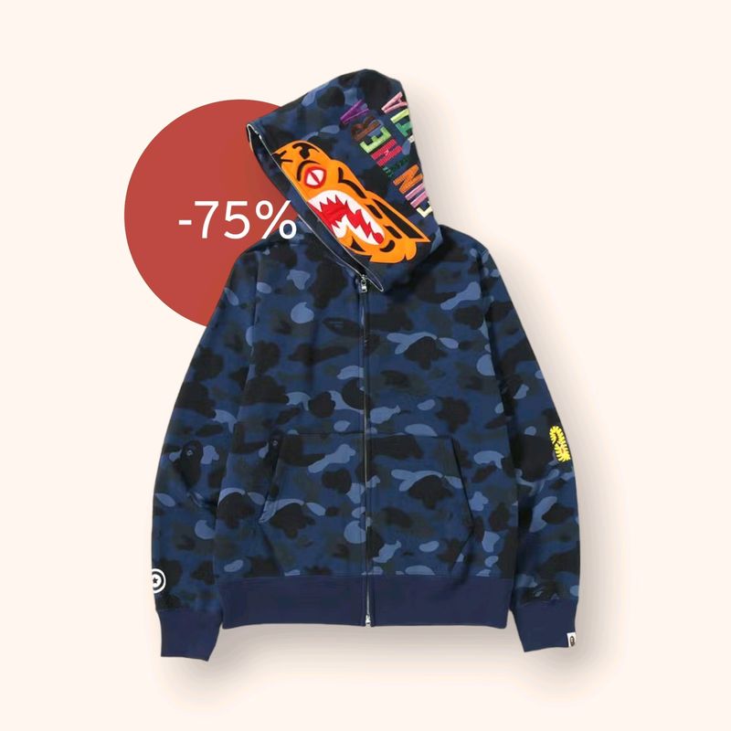 BAPE Color Camo Tiger Full Zip Hoodie Blue