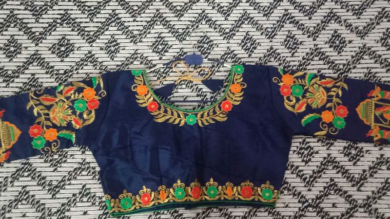 Embroidered Navy Blue Blouse