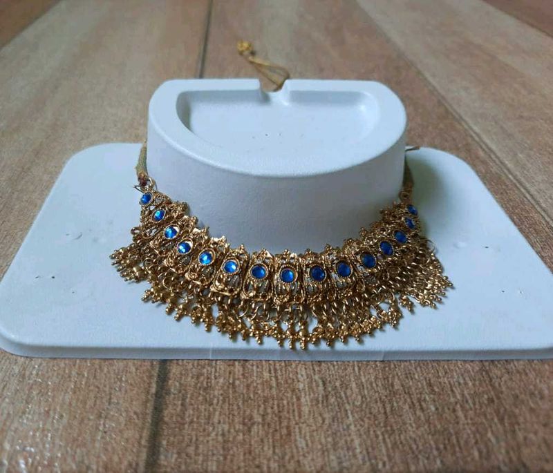 Blue Stones Golden Necklace