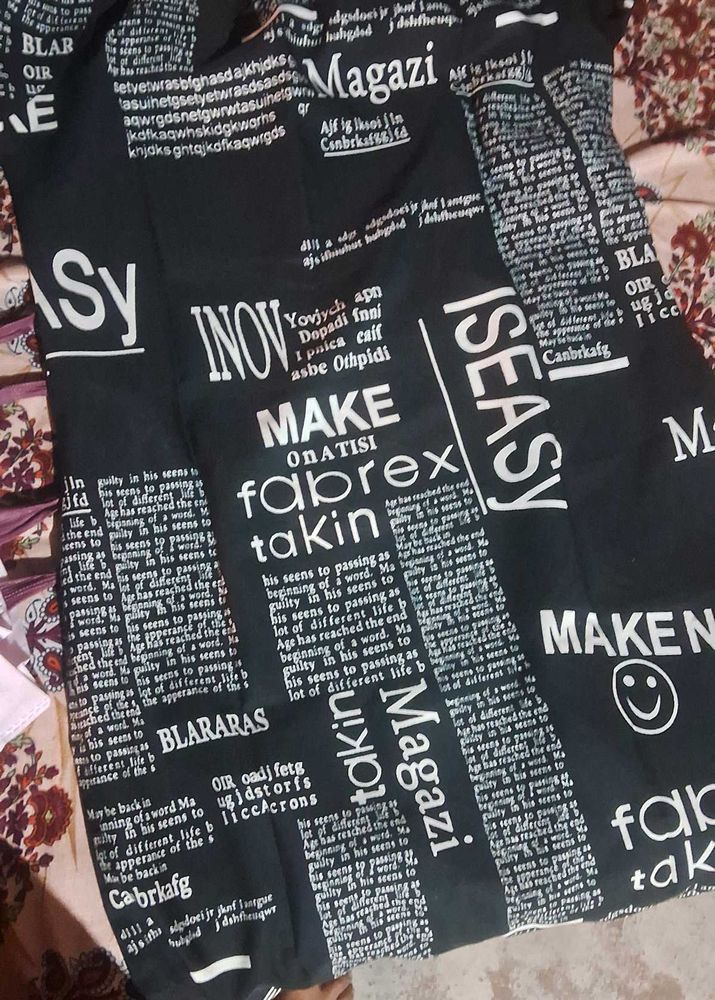 Trendy Newspaper Print Dress