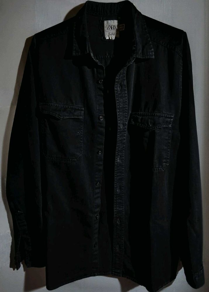 Zara Black Button-Down Shirt