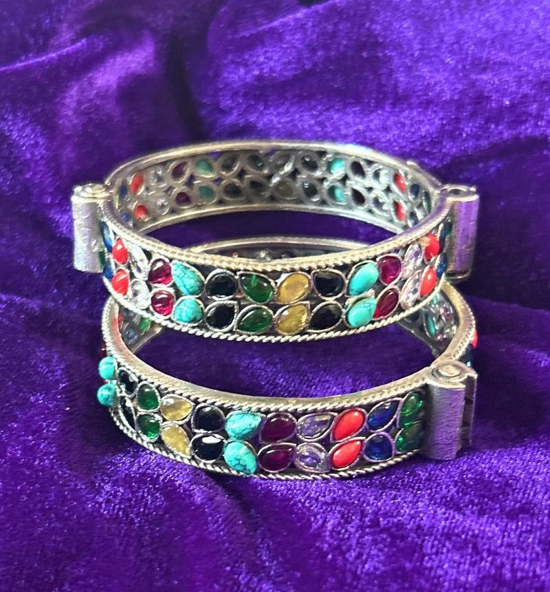 Multi Colored Navratan Kara Pair Of 2