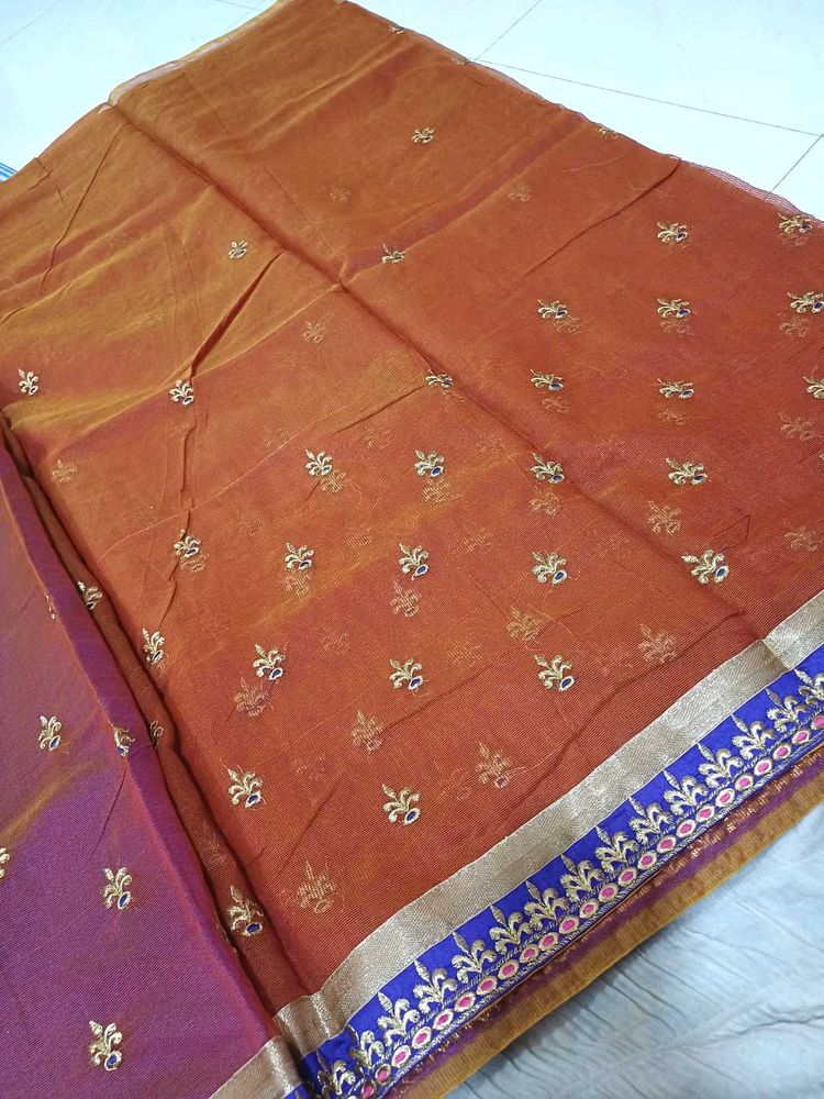 💥🆕️ SuperNet Embroidered Saree